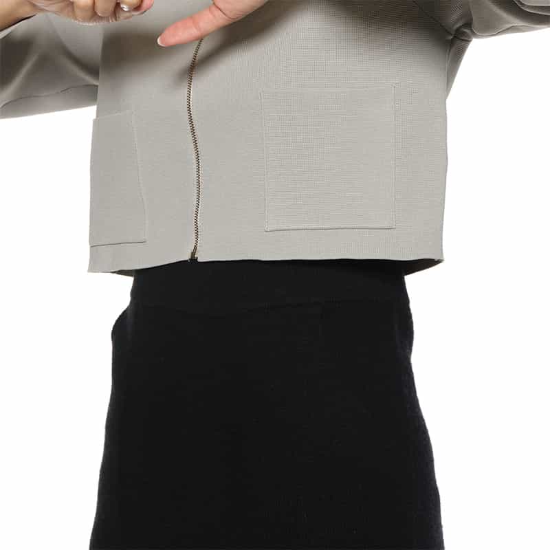 BARNEYS NEW YORK ウォッシャブル ジップアップ ボレロカーディガン LIGHT GRAY