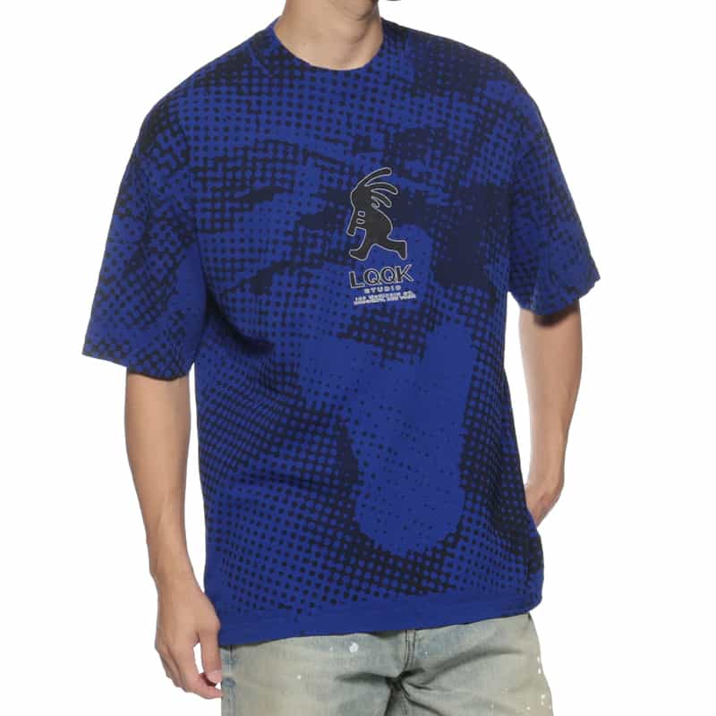 LQQK STUDIO LQQK STIDIO＜ルック スタジオ＞ プリントTシャツ BLUE