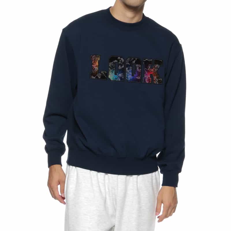 LQQK STUDIO LQQK STUDIO＜ルックスタジオ＞ ロゴ入りスウェットプルオーバー NAVY