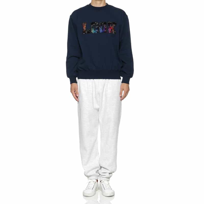 LQQK STUDIO LQQK STUDIO＜ルックスタジオ＞ ロゴ入りスウェットプルオーバー NAVY