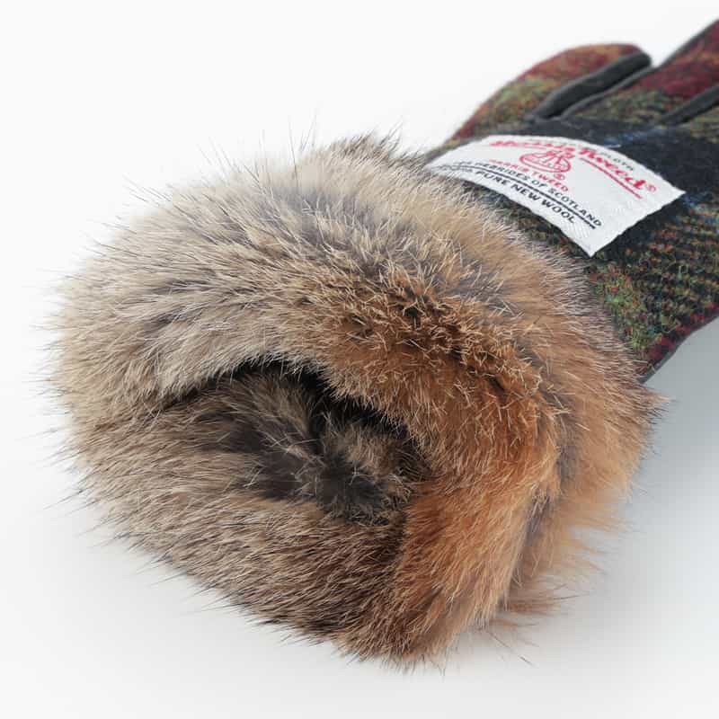 BARNEYS NEW YORK ラビットファー付グローブ MULTI COLOR