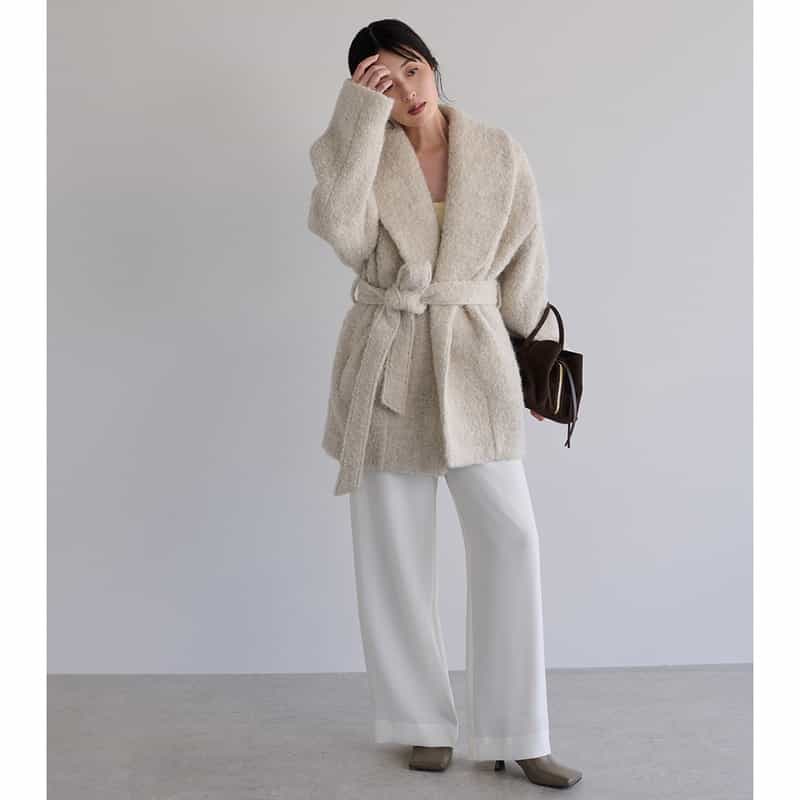 BARNEYS NEW YORK ショールカラーコート WHITE