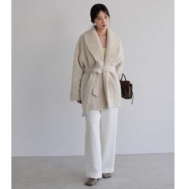 BARNEYS NEW YORK ショールカラーコート WHITE