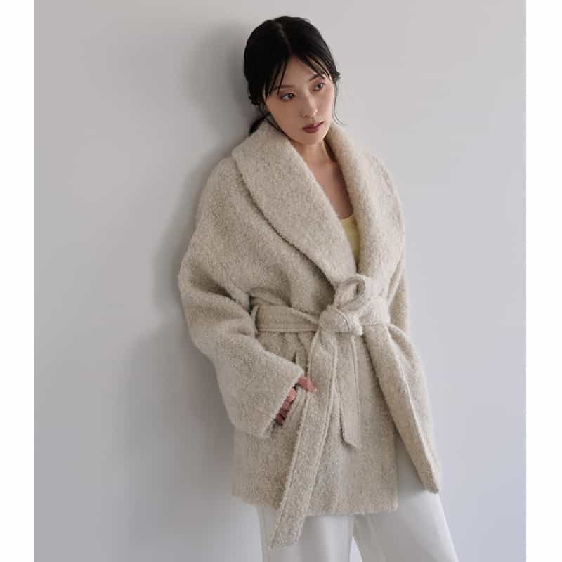 BARNEYS NEW YORK ショールカラーコート WHITE