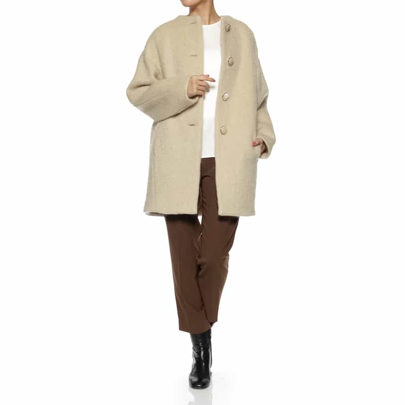 BARNEYS NEW YORK シャギー素材コクーンコート BEIGE