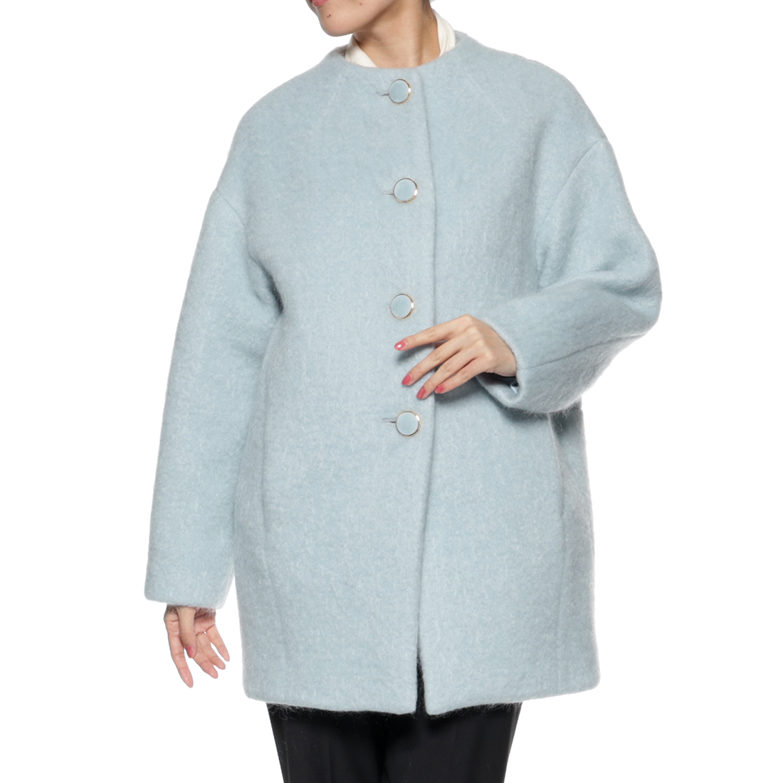 シャギー素材コクーンコート