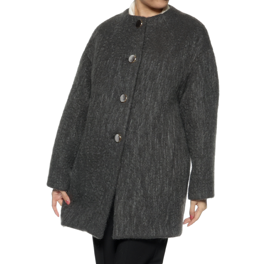 シャギー素材コクーンコート