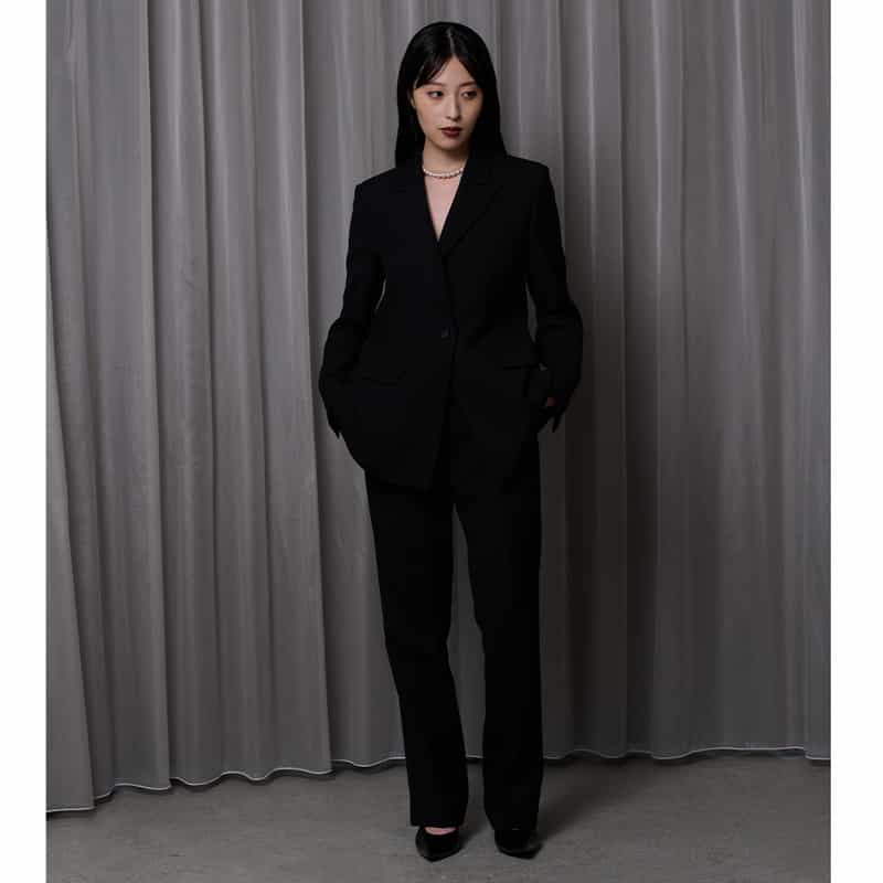 BARNEYS NEW YORK セットアップ カルゼ素材パンツ BLACK