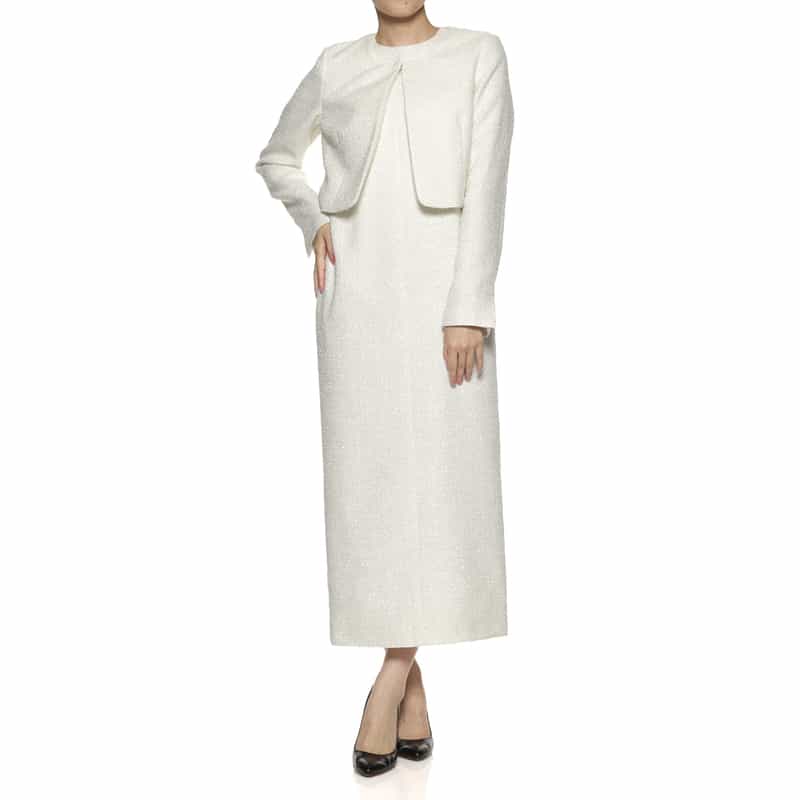 BARNEYS NEW YORK セットアップ ツイード素材コンパクトジャケット WHITE