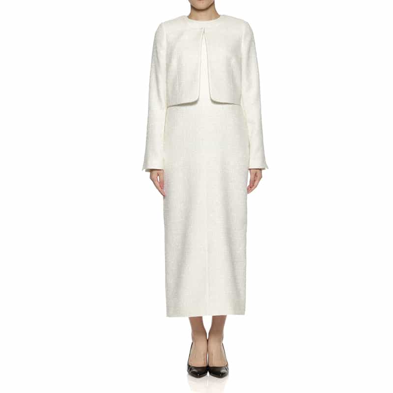 BARNEYS NEW YORK セットアップ ツイード素材コンパクトジャケット WHITE