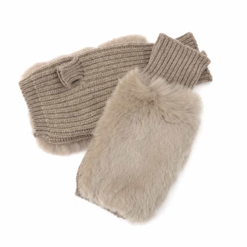 ALPO ALPO ＜アルポ＞レッキスファー付きフィンガーレスニットグローブ BEIGE