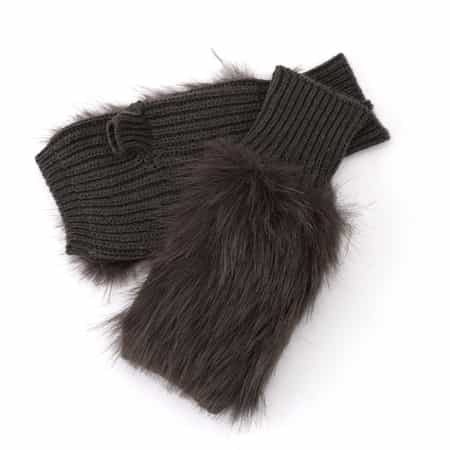 ALPO ＜アルポ＞フェイクファー付きフィンガーレスニットグローブ