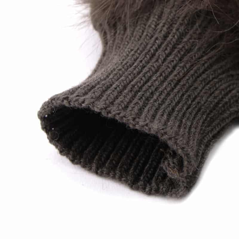 ALPO ALPO ＜アルポ＞フェイクファー付きフィンガーレスニットグローブ BROWN