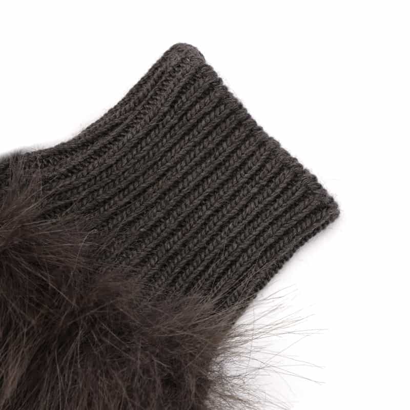 ALPO ALPO ＜アルポ＞フェイクファー付きフィンガーレスニットグローブ BROWN