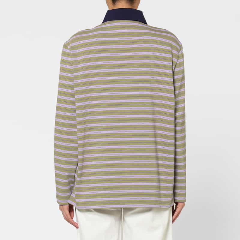 HOMME GIRLS HOMME GIRLS ＜オム ガールズ＞ マルチボーダー柄ロングスリーブポロシャツ PURPLE