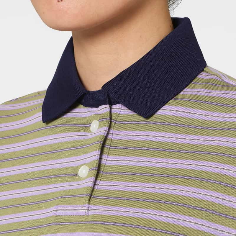 HOMME GIRLS HOMME GIRLS ＜オム ガールズ＞ マルチボーダー柄ロングスリーブポロシャツ PURPLE