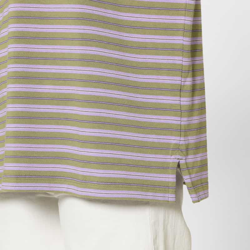 HOMME GIRLS HOMME GIRLS ＜オム ガールズ＞ マルチボーダー柄ロングスリーブポロシャツ PURPLE