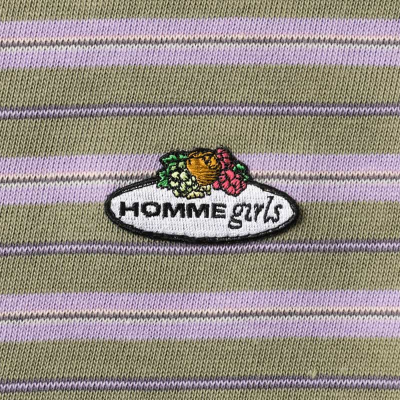 HOMME GIRLS HOMME GIRLS ＜オム ガールズ＞ マルチボーダー柄ロングスリーブポロシャツ PURPLE