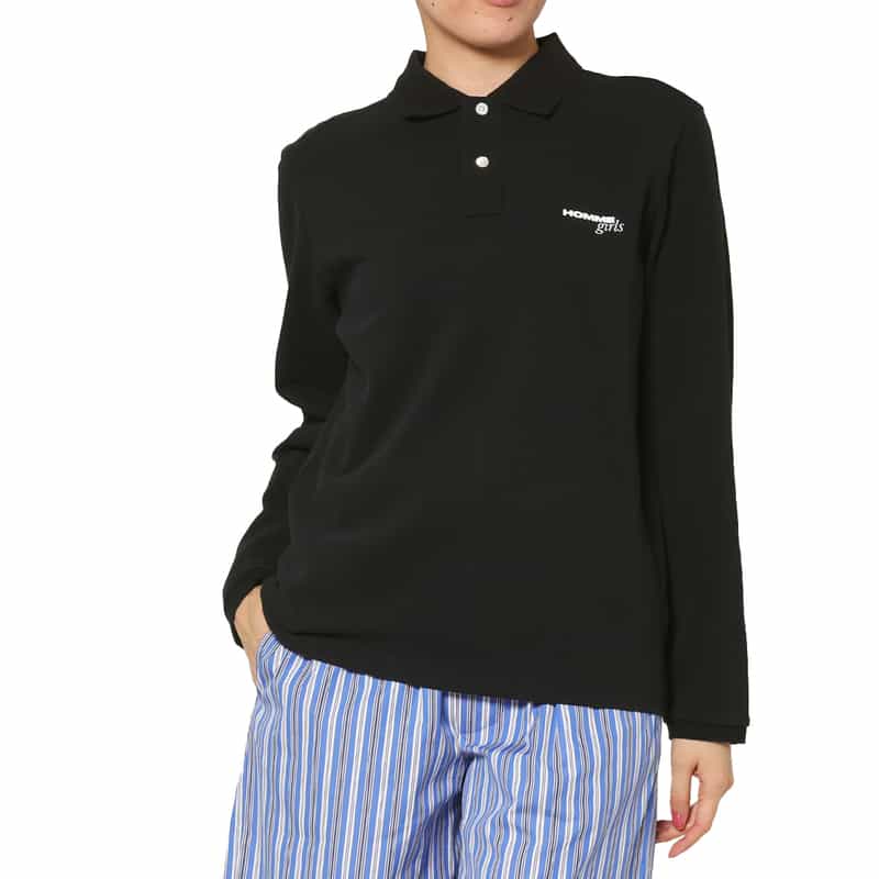HOMME GIRLS HOMME GIRLS ＜オム ガールズ＞ ロゴ入りロングスリーブポロシャツ BLACK