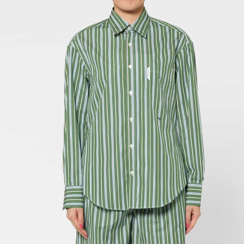 HOMME GIRLS HOMME GIRLS ＜オム ガールズ＞ マルチストライプ柄シャツ GREEN