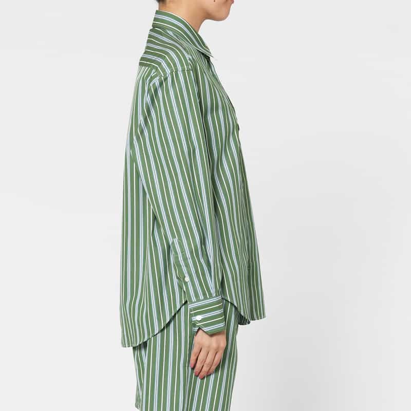 HOMME GIRLS HOMME GIRLS ＜オム ガールズ＞ マルチストライプ柄シャツ GREEN