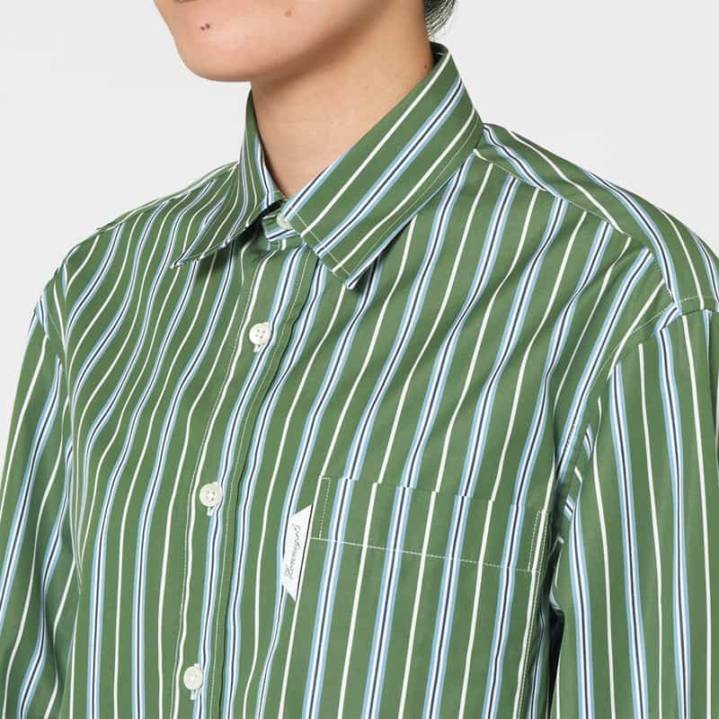 HOMME GIRLS HOMME GIRLS ＜オム ガールズ＞ マルチストライプ柄シャツ GREEN