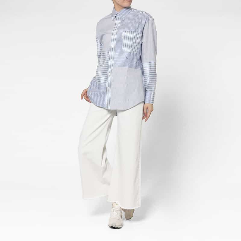 HOMME GIRLS HOMME GIRLS ＜オム ガールズ＞ パッチワークデザインシャツ LIGHT BLUE