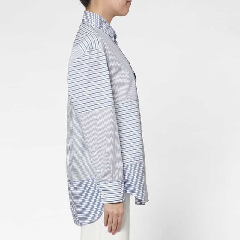 HOMME GIRLS HOMME GIRLS ＜オム ガールズ＞ パッチワークデザインシャツ LIGHT BLUE