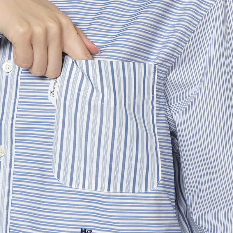 HOMME GIRLS HOMME GIRLS ＜オム ガールズ＞ パッチワークデザインシャツ LIGHT BLUE