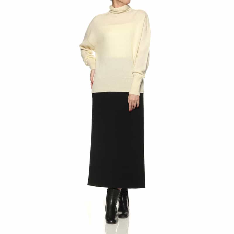 BARNEYS NEW YORK カシミヤ オフタートルネックニットプルオーバー IVORY