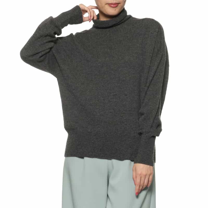 BARNEYS NEW YORK カシミヤ オフタートルネックニットプルオーバー GRAY