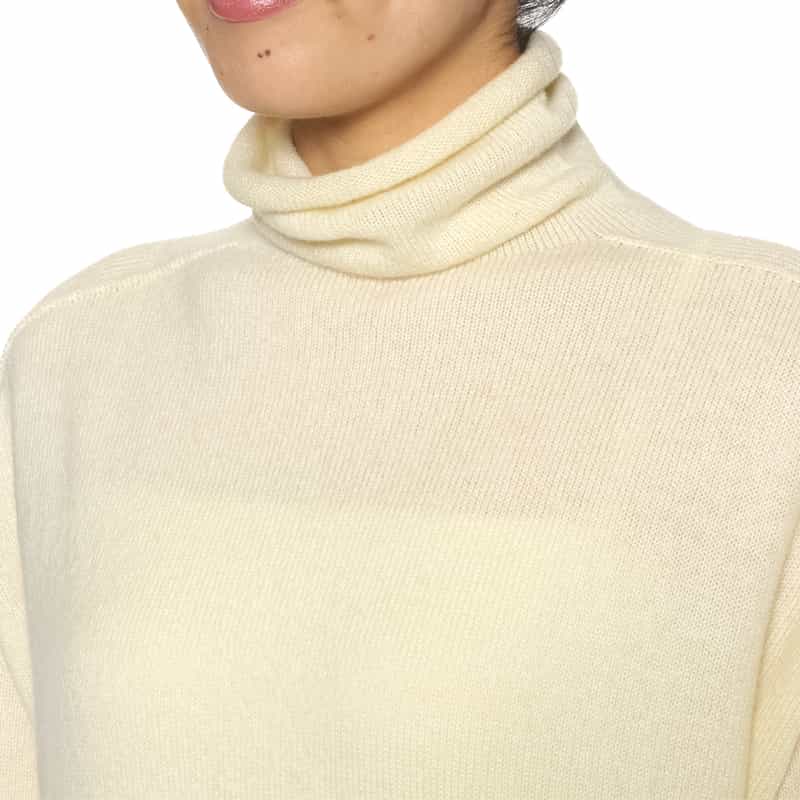 BARNEYS NEW YORK カシミヤ オフタートルネックニットドレス IVORY