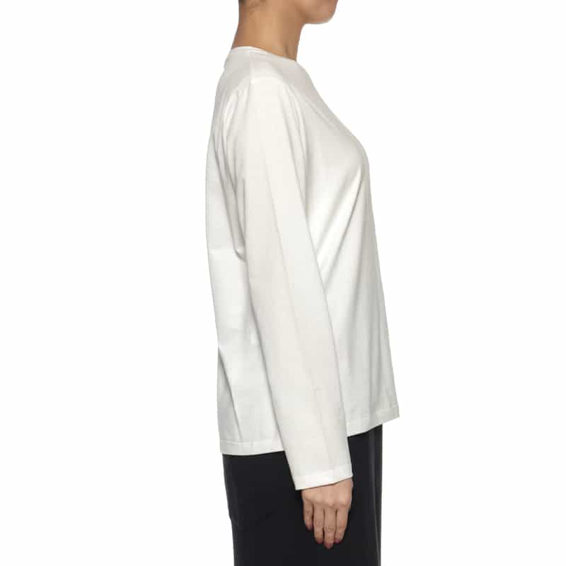 BARNEYS NEW YORK ウォッシャブル プラチナフェイスコットン ロングスリーブカットソー WHITE