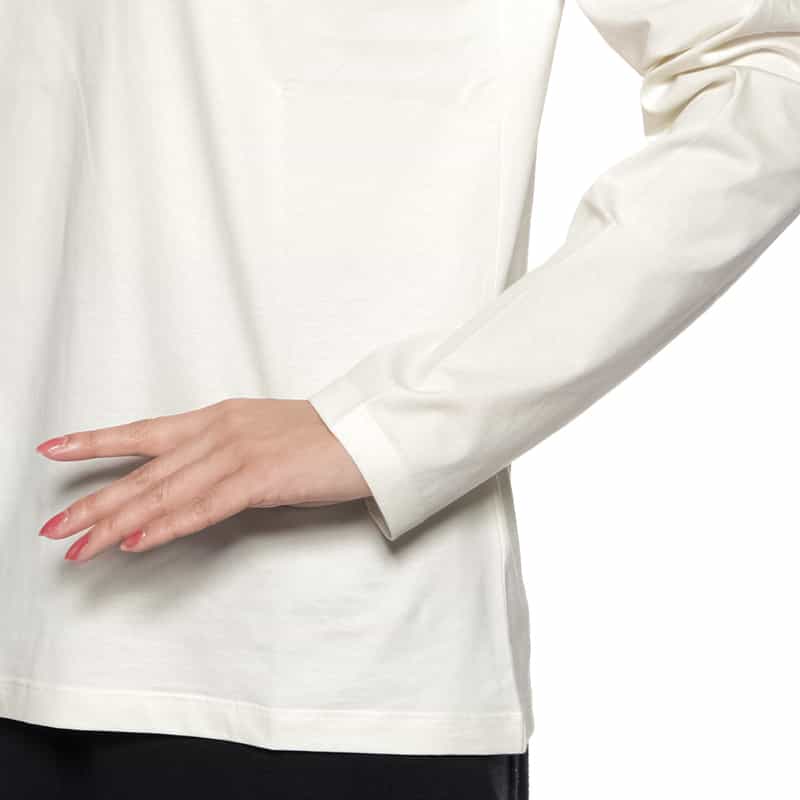 BARNEYS NEW YORK ウォッシャブル プラチナフェイスコットン ロングスリーブカットソー WHITE