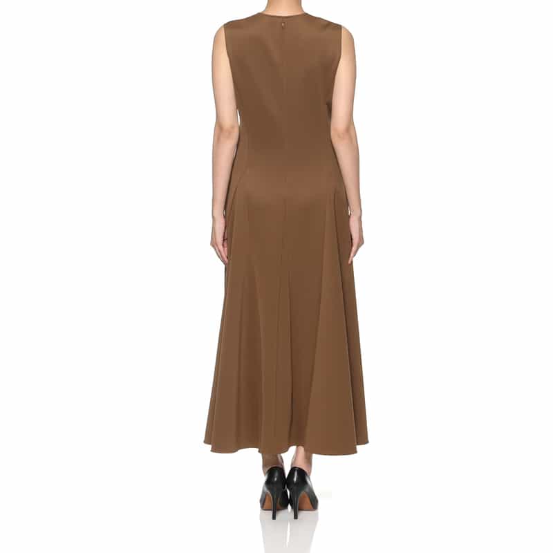 BARNEYS NEW YORK スクーバ素材ジップアップドレス BROWN