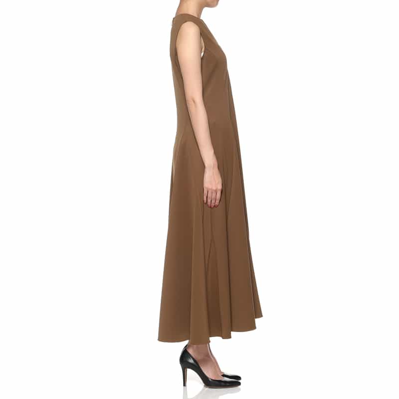 BARNEYS NEW YORK スクーバ素材ジップアップドレス BROWN