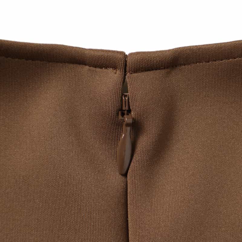 BARNEYS NEW YORK スクーバ素材ジップアップドレス BROWN