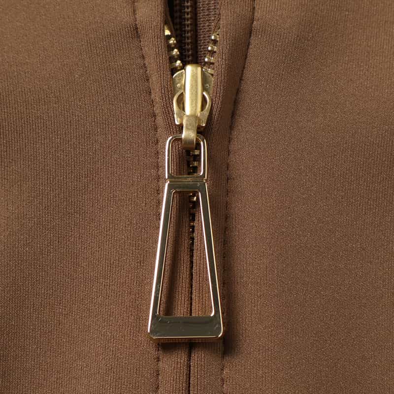 BARNEYS NEW YORK スクーバ素材ジップアップドレス BROWN