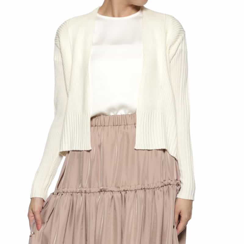 BARNEYS NEW YORK リブニット ボレロカーディガン IVORY