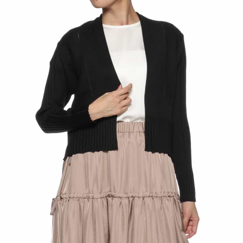 BARNEYS NEW YORK リブニット ボレロカーディガン BLACK