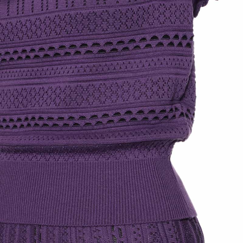 BARNEYS NEW YORK セットアップ フリルスリーブ ジャカードニットプルオーバー PURPLE