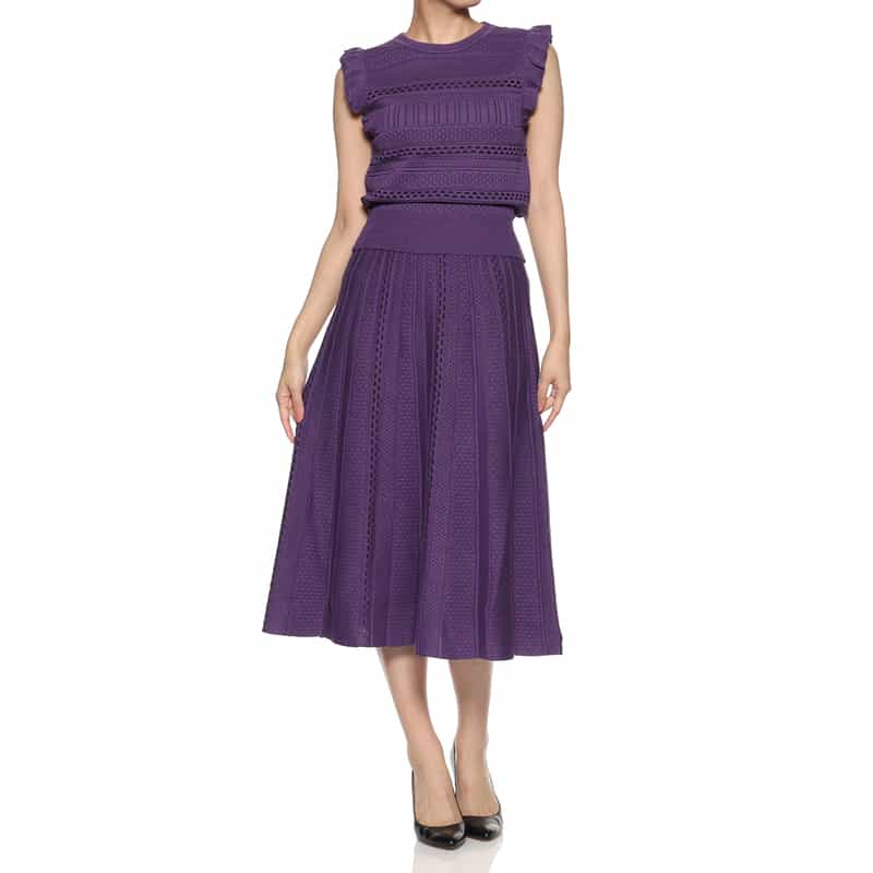 BARNEYS NEW YORK セットアップ ジャカードニットスカート PURPLE