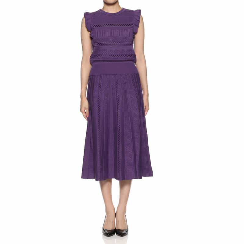 BARNEYS NEW YORK セットアップ ジャカードニットスカート PURPLE