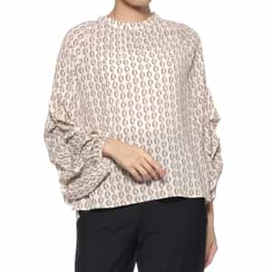 ウォッシャブル ランダムタックスリーブ プリントブラウス