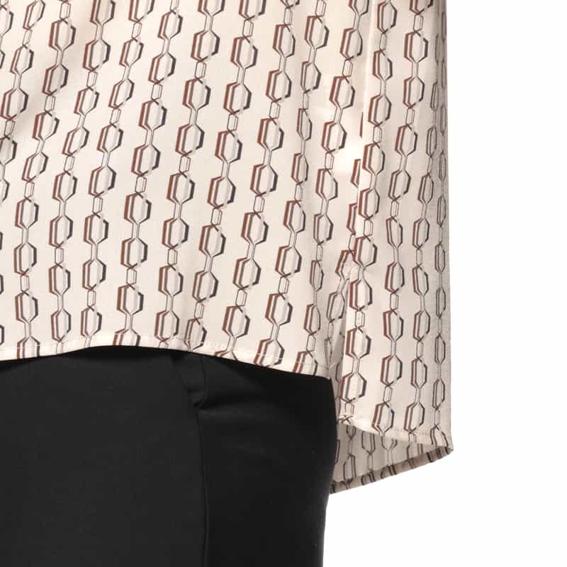 BARNEYS NEW YORK ウォッシャブル ランダムタックスリーブ プリントブラウス OFF WHITE