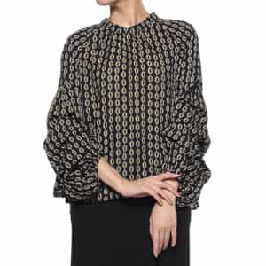 ウォッシャブル ランダムタックスリーブ プリントブラウス