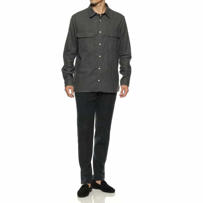 FIGARET FIGARET＜フィガレ＞ バーニーズ　ニューヨーク限定フランネル素材カジュアルシャツ DARK GRAY