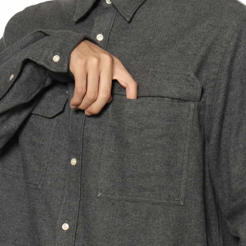 FIGARET FIGARET＜フィガレ＞ バーニーズ　ニューヨーク限定フランネル素材カジュアルシャツ DARK GRAY