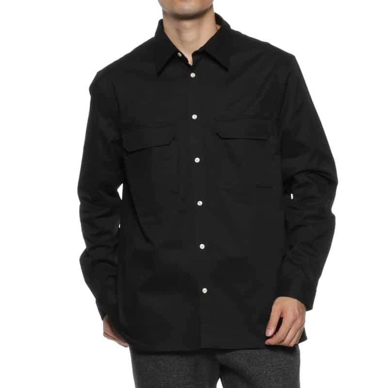 FIGARET FIGARET＜フィガレ＞ バーニーズ　ニューヨーク限定ツイル素材カジュアルシャツ BLACK