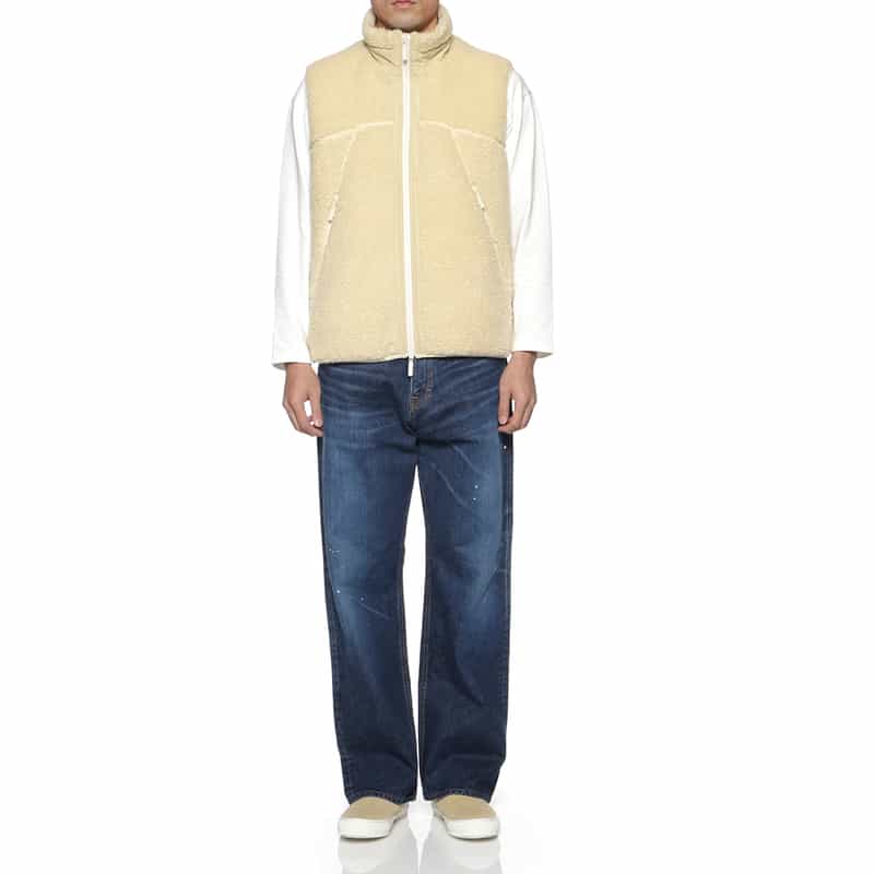 BARNEYS NEW YORK ボアフリースベスト WHITE
